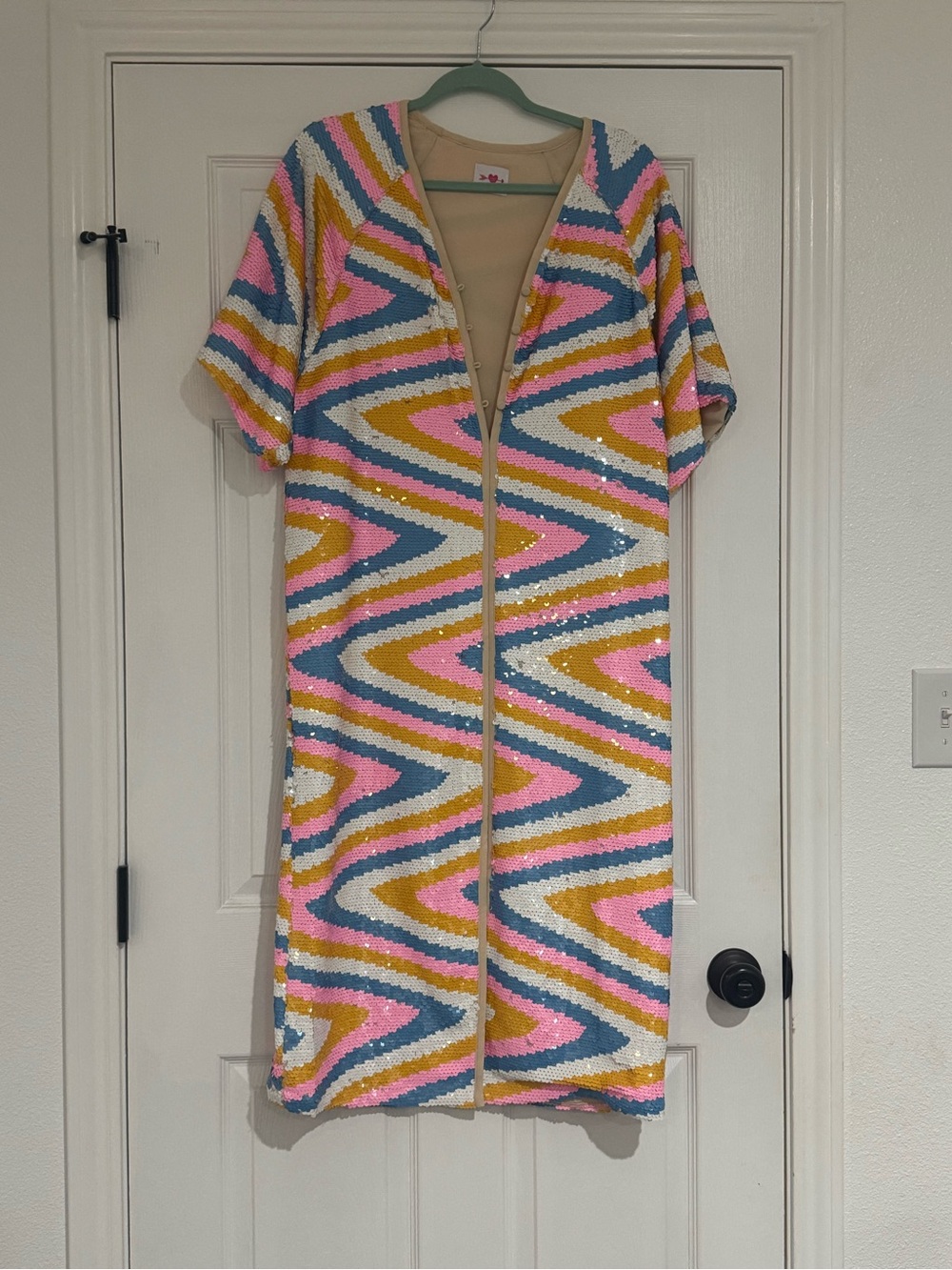 Buddy Love Colorful Zigzag Sequin Dress - Pink, Blue, Mustard, White